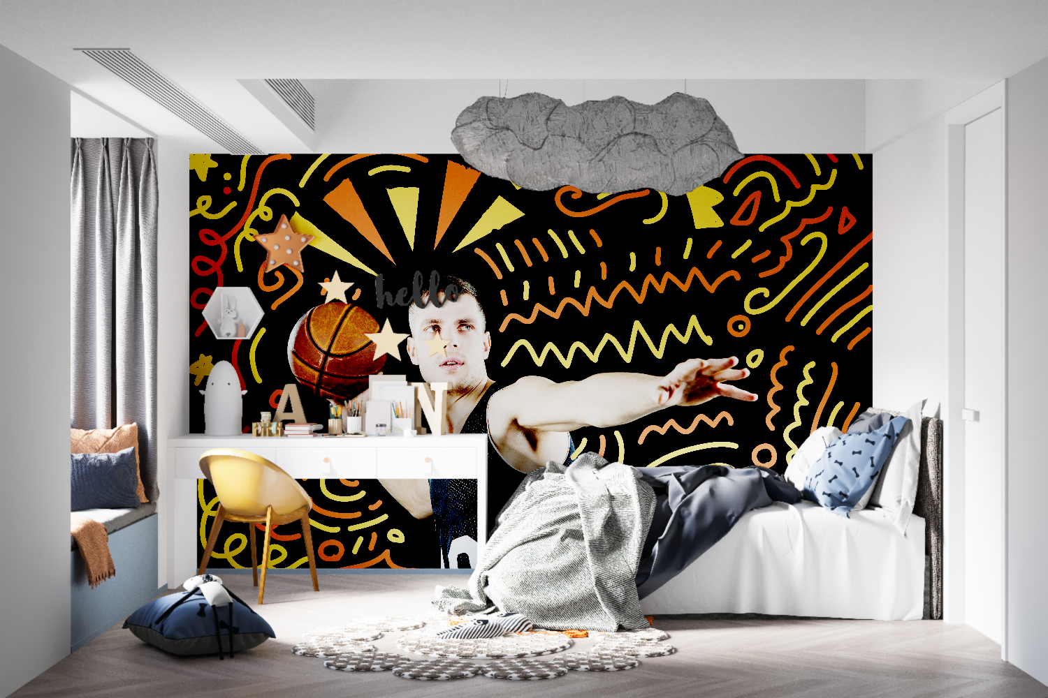 Sporty Teen Bedroom Wallpaper | Murals Wallpaper