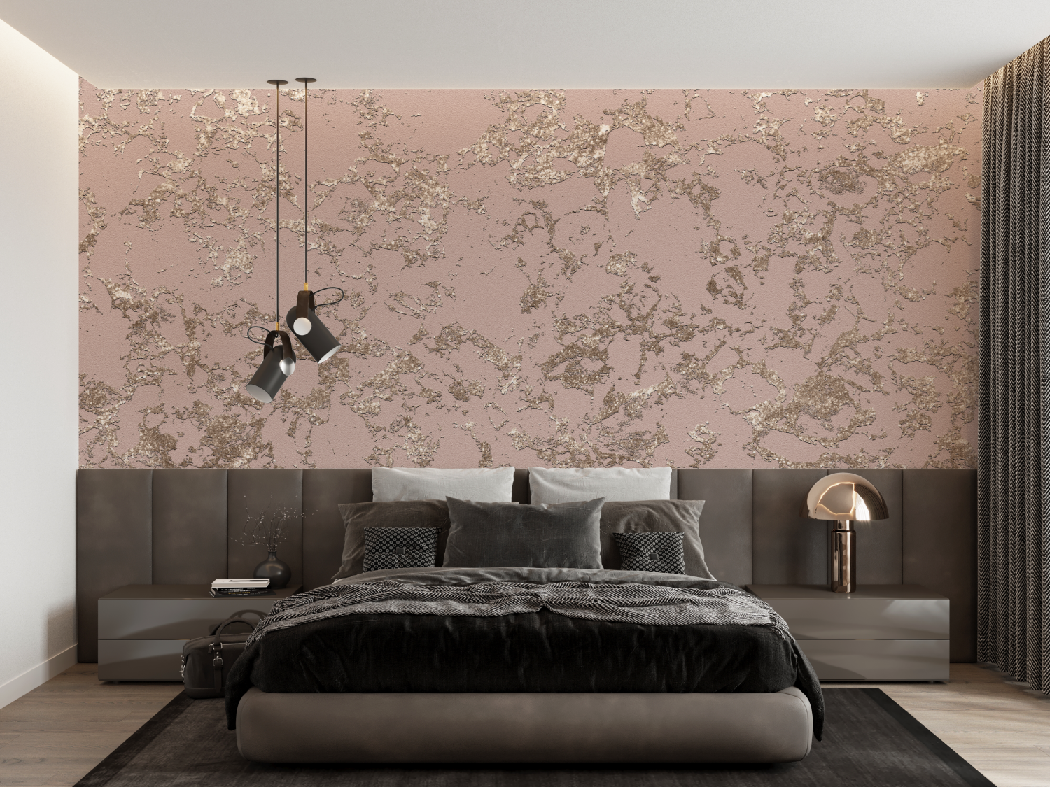 Gray and Powder Pink Wallpaper | Murals Wallpaper