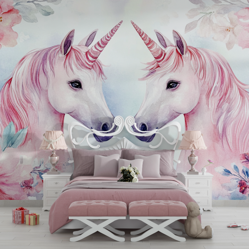 Unicorn Duo Wallpaper with Banners | Murals Wallpaper