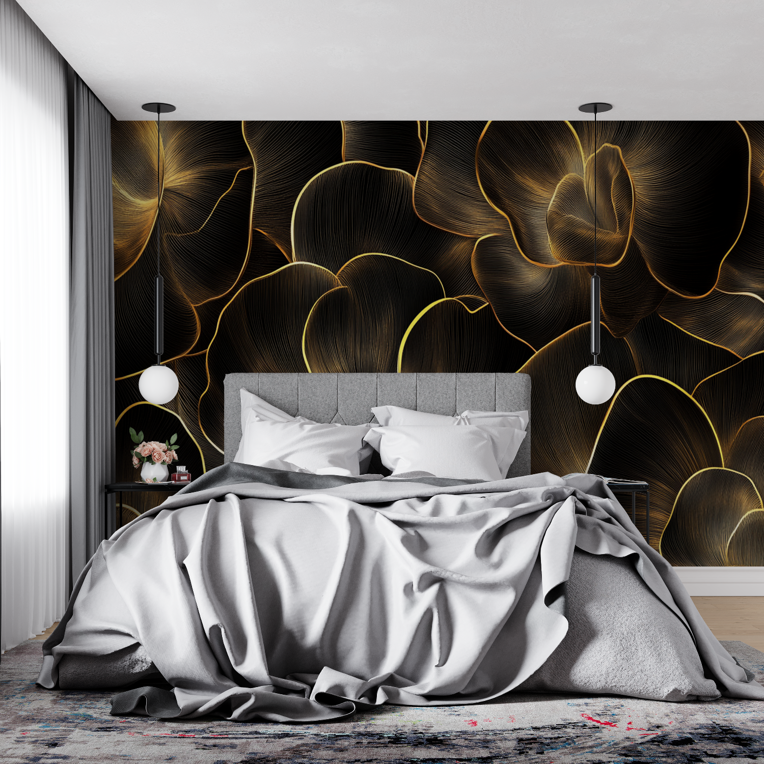 Black and Gold Leaf Wallpaper | Murals Wallpaper