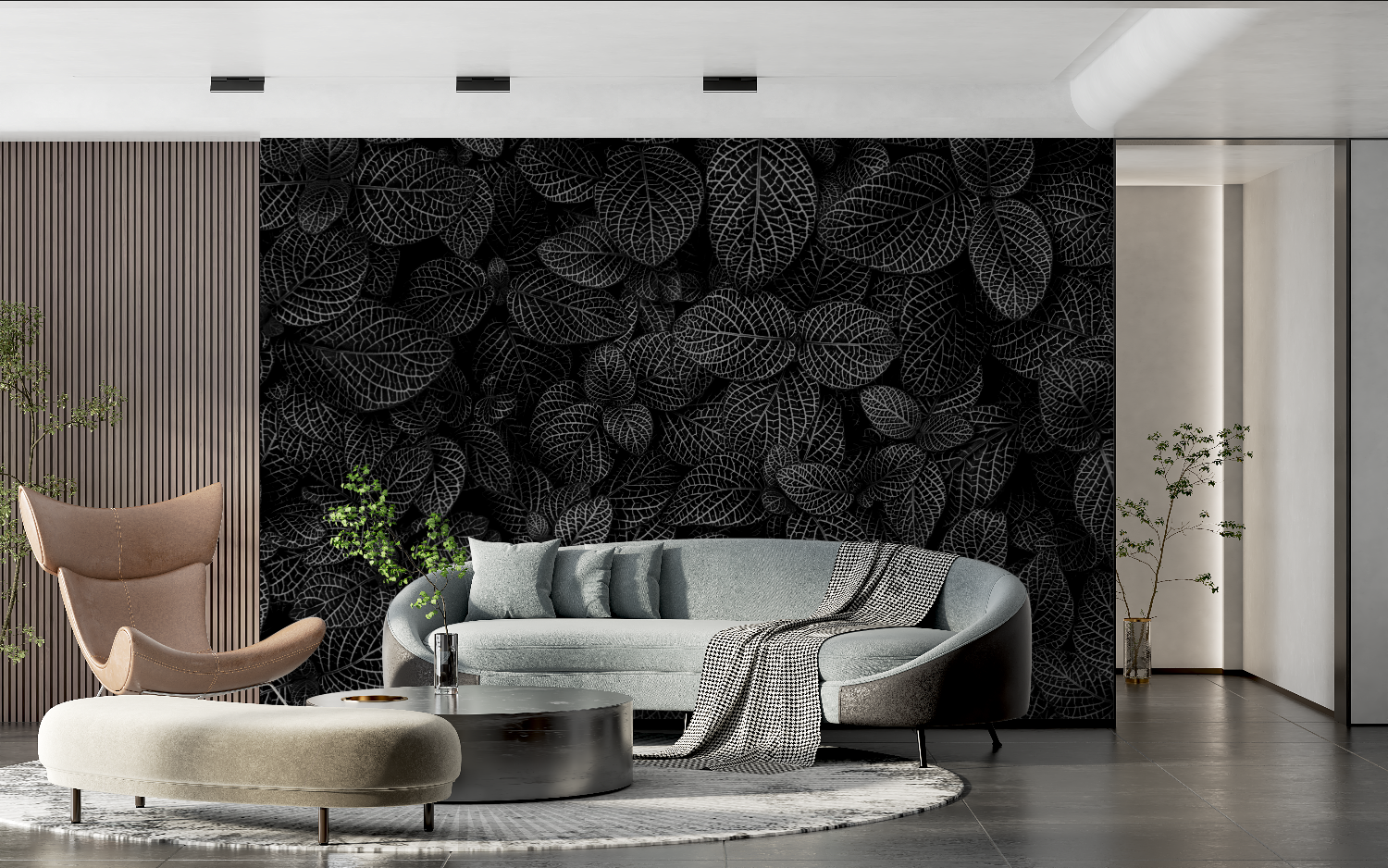 Black Plant Mural Wallpaper | Murals Wallpaper