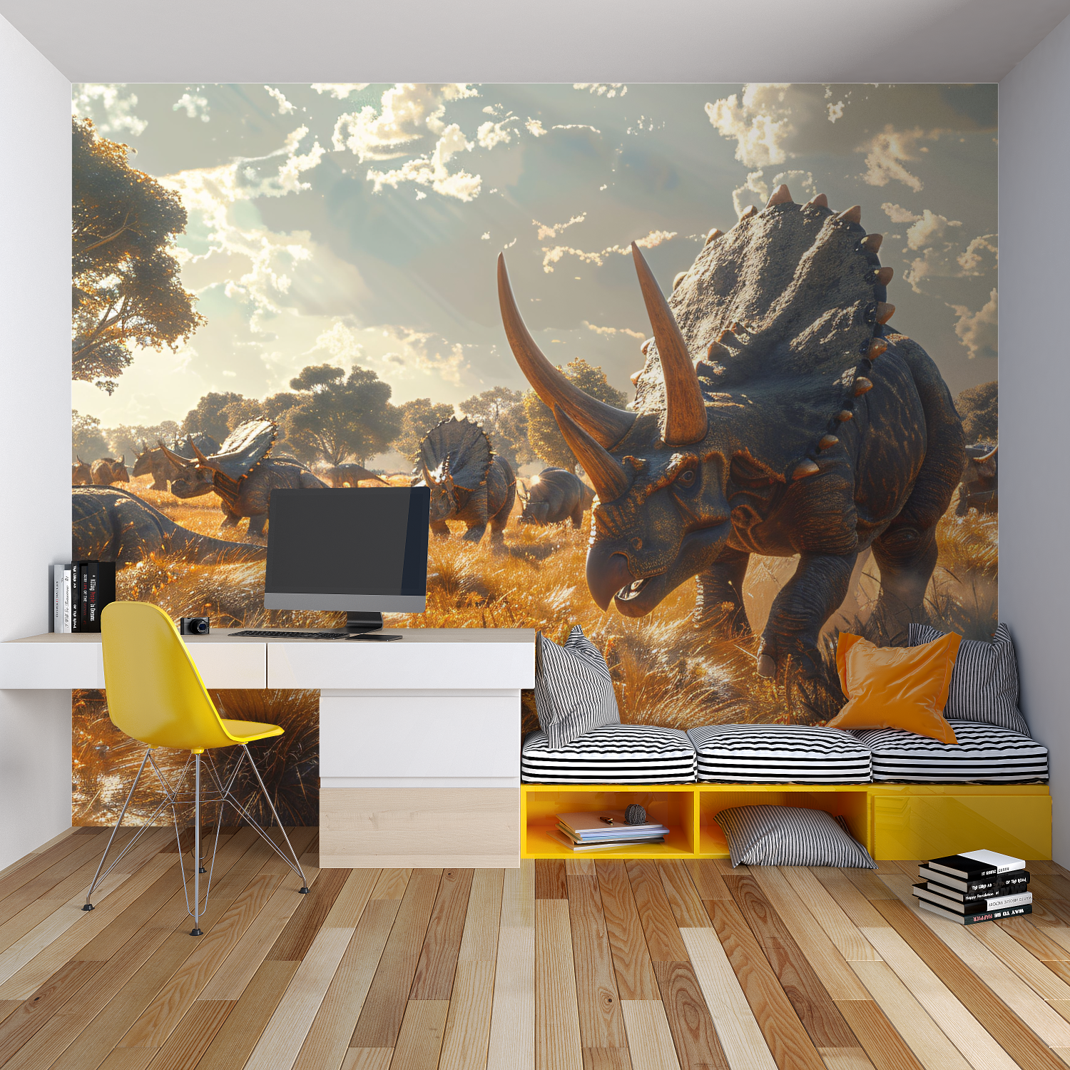 Triceratops Hunting Wallpaper | Murals Wallpaper