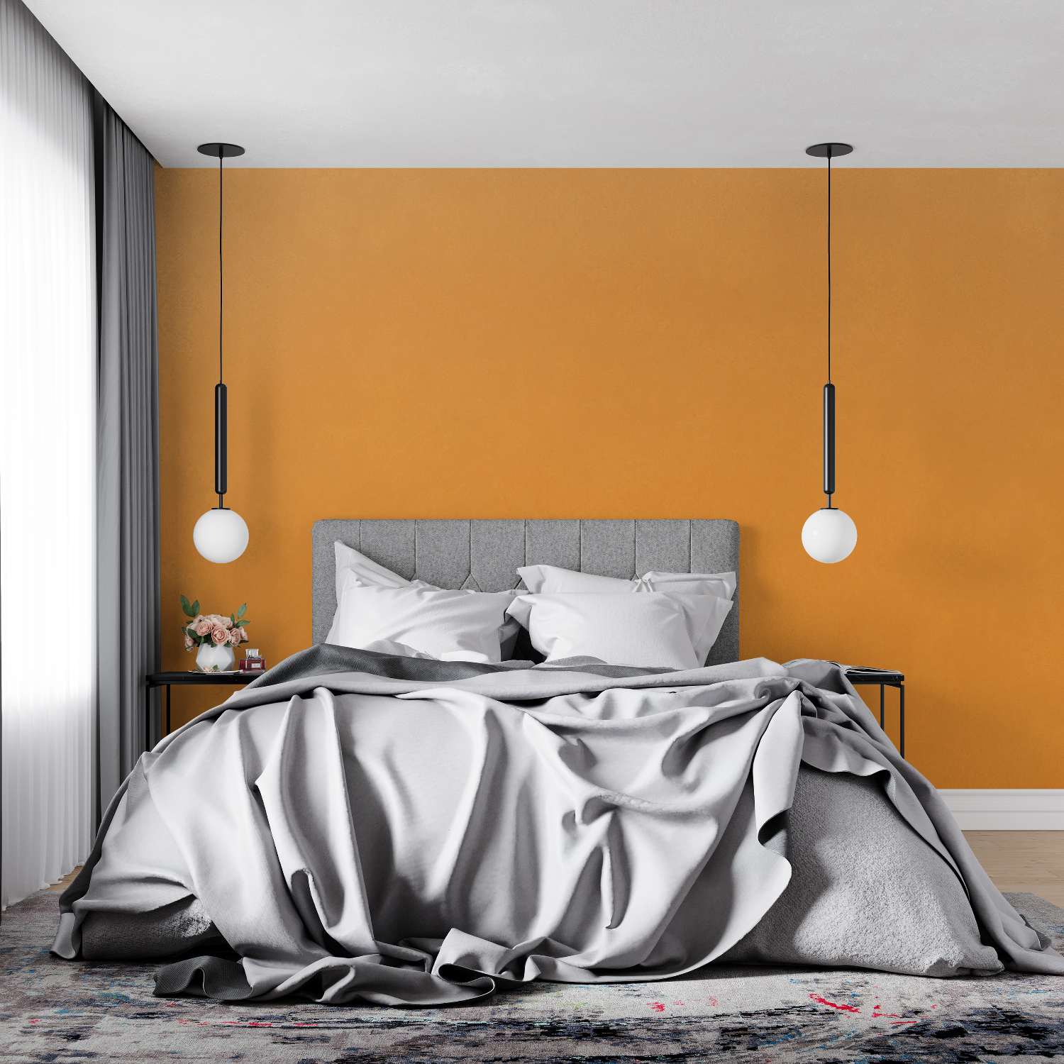 Orangefarbene Tapete | Wandtapete