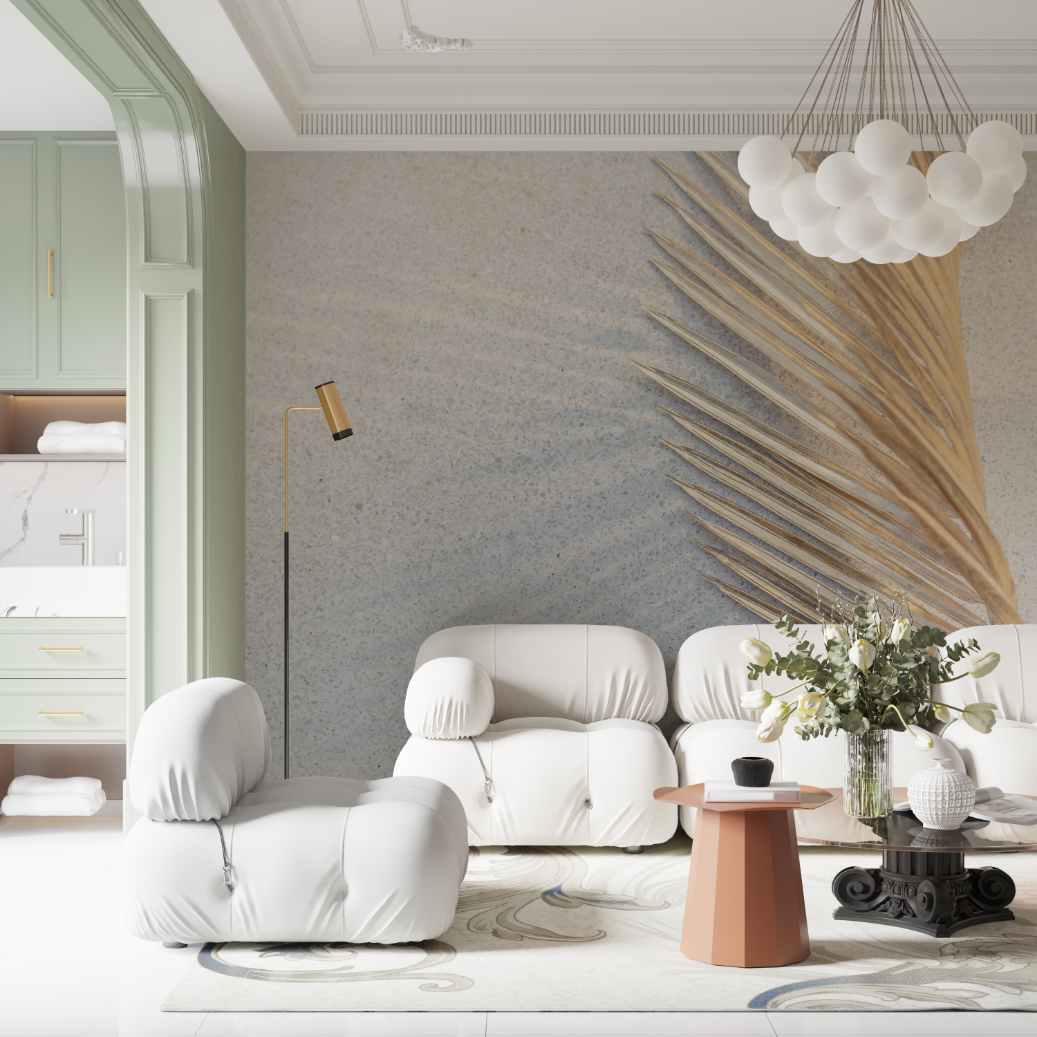 Cocooning Effect Wallpaper for Living Room | Murals Wallpaper