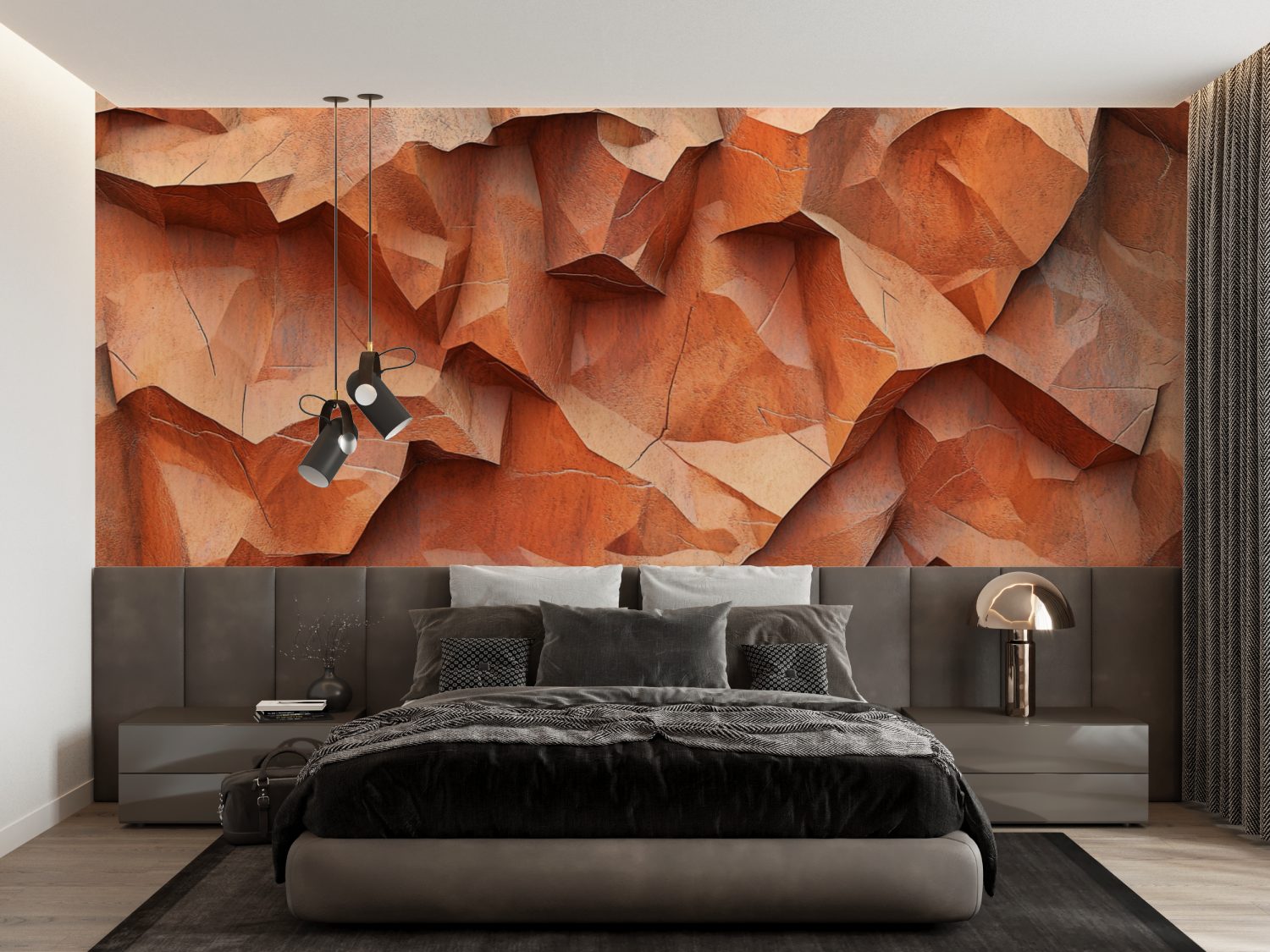 Terracotta Natural Stone Effect Wallpaper | Murals Wallpaper