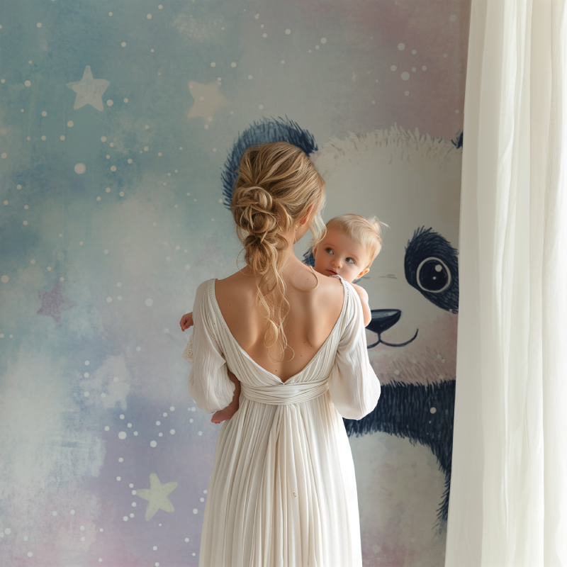 Panda and Shooting Stars Wallpaper | Murals Wallpaper