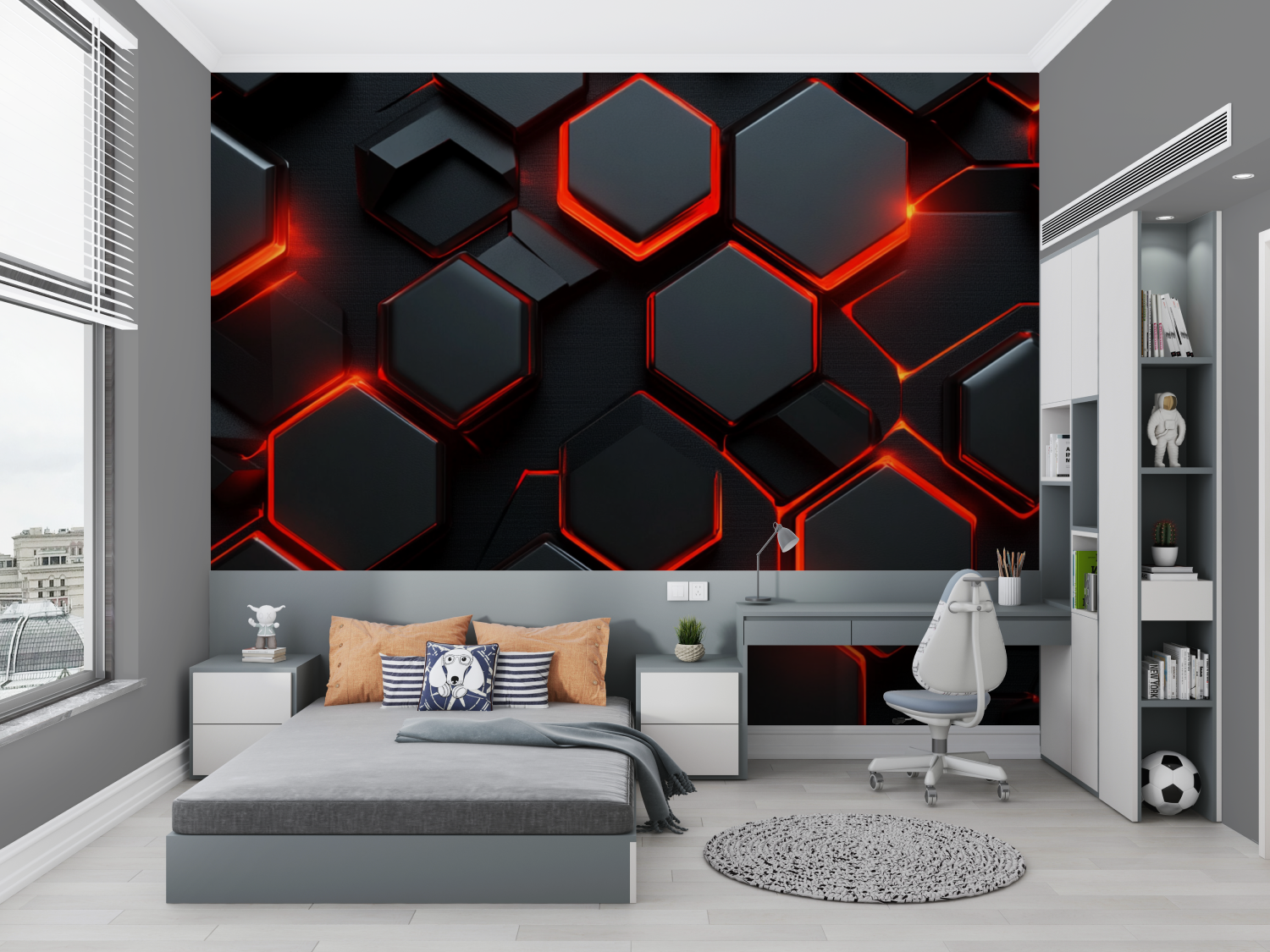 Glowing Hexagon Wallpaper | Murals Wallpaper