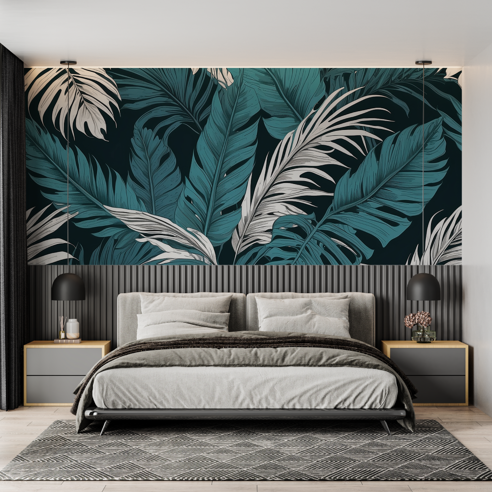 Teal and Gray Wallpaper | Murals Wallpaper