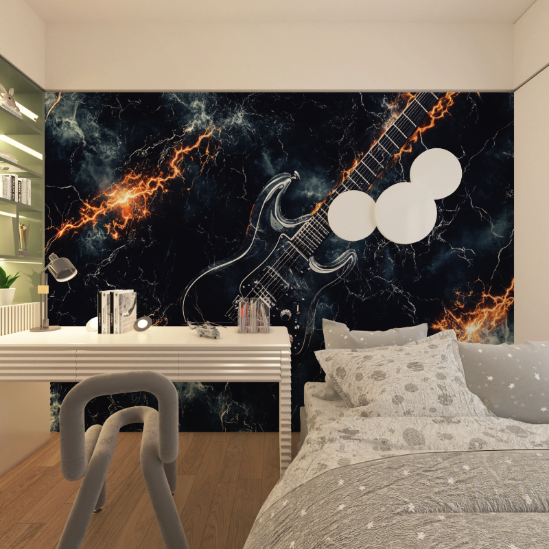 Panorama-Tapete mit E-Gitarre | Wandbild-Tapete