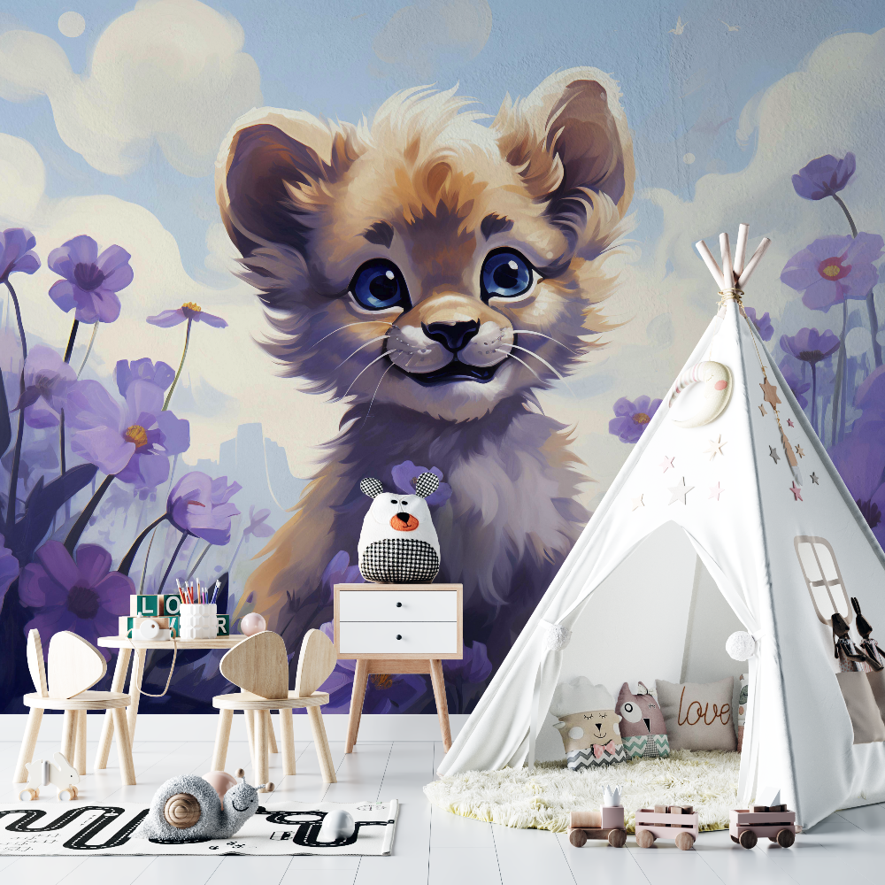 Lila Löwe Tapete | Wandbilder Tapete