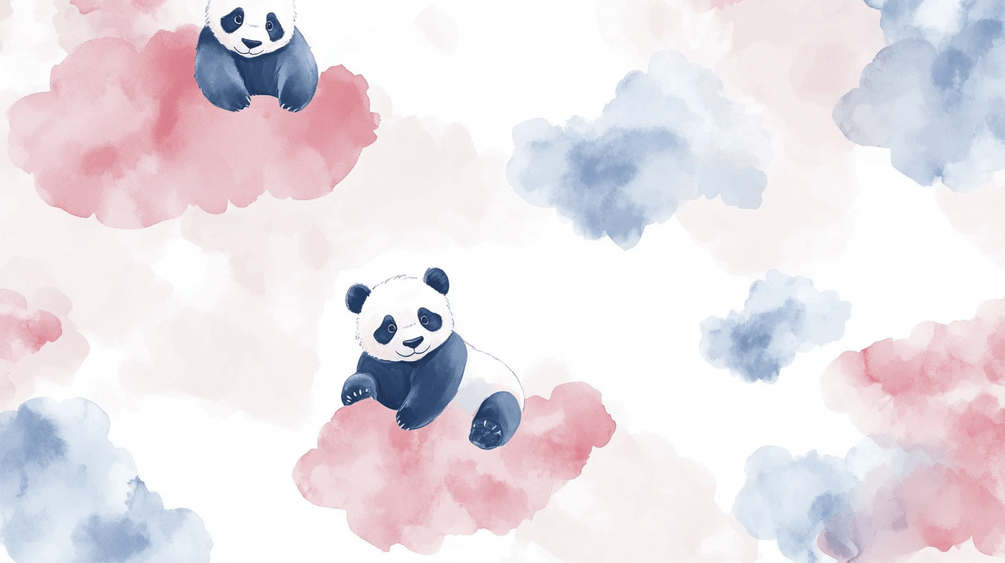 Pastel Panda and Clouds Wallpaper | Murals Wallpaper