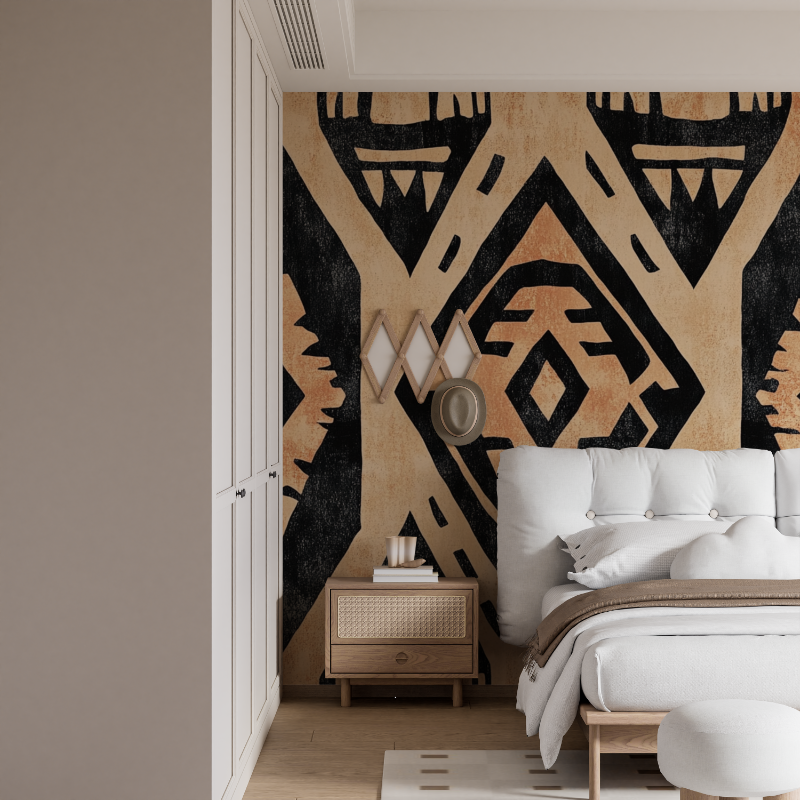 Terracotta Wallpaper with Aztec Patterns | Murals Wallpaper