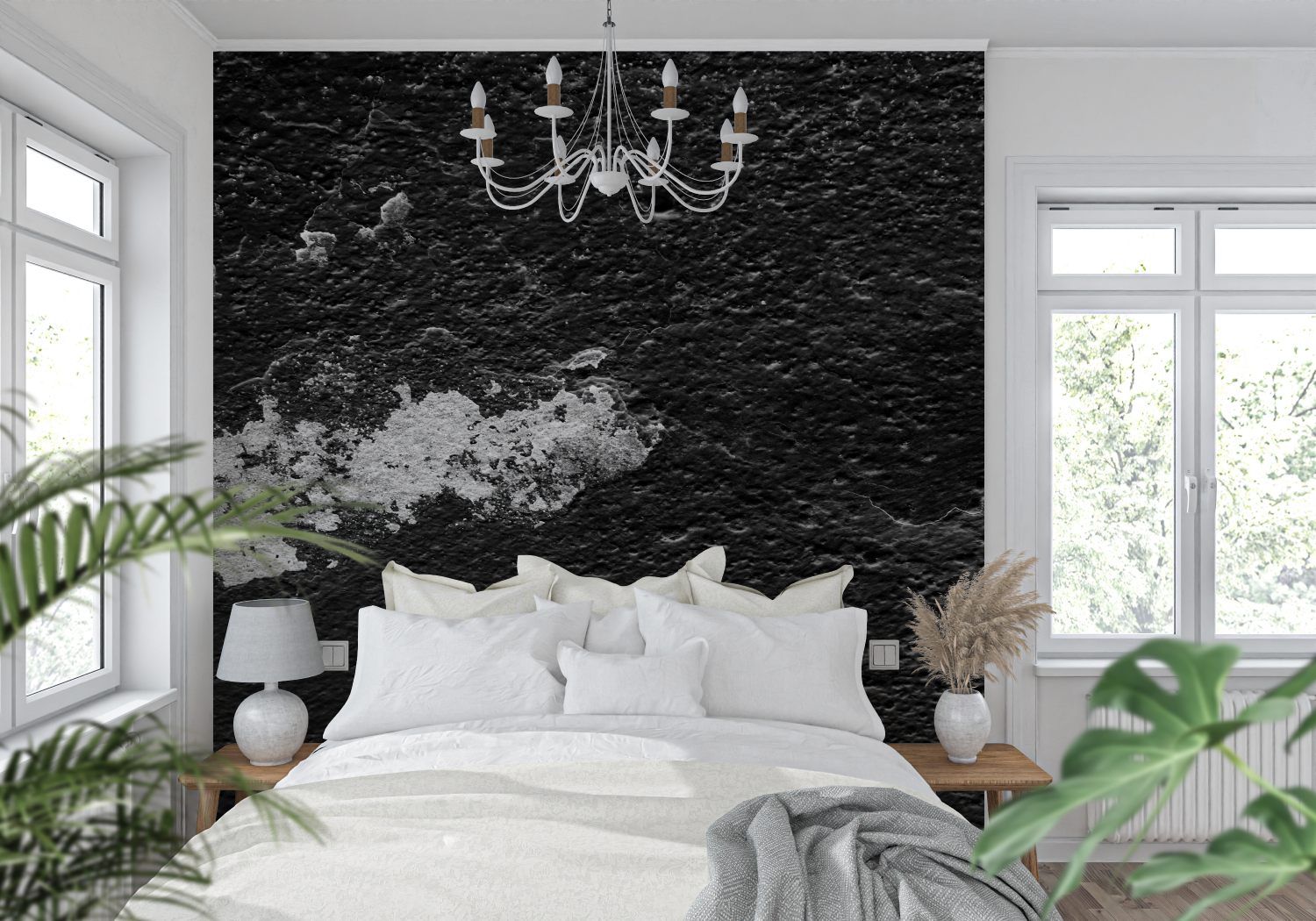 Schwarze Wandpaneeltapete | Wandbildtapete