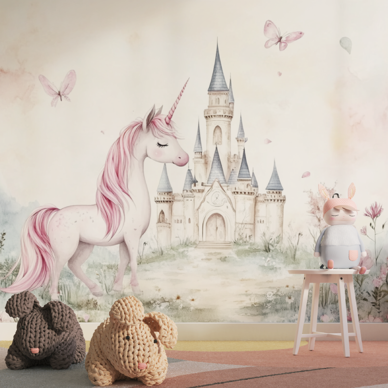 Unicorn Castle Princess and Unicorn Wallpaper | Murals Wallpaper
