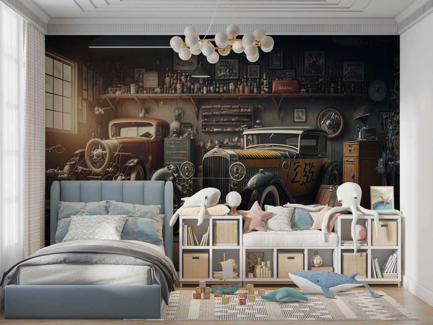 Papier peint panoramique voiture ancienne panoramique garcon