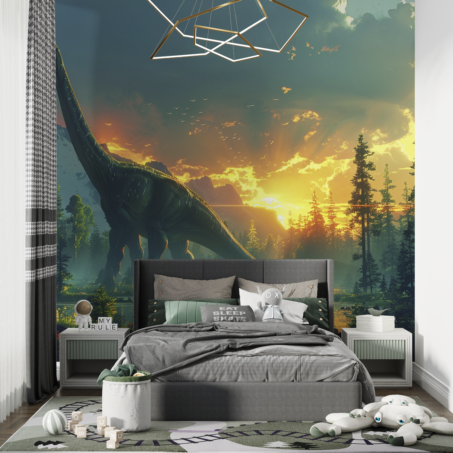 Friedliche Dinosaurier-Tapete | Wandbild-Tapete