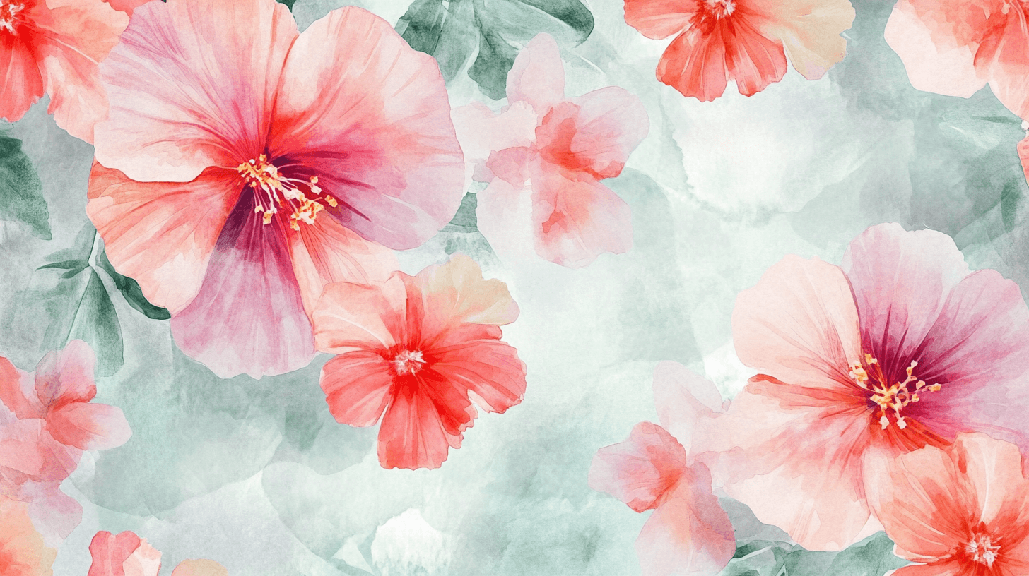 Watercolor Tropical Flowers Gradient Wallpaper | Murals Wallpaper