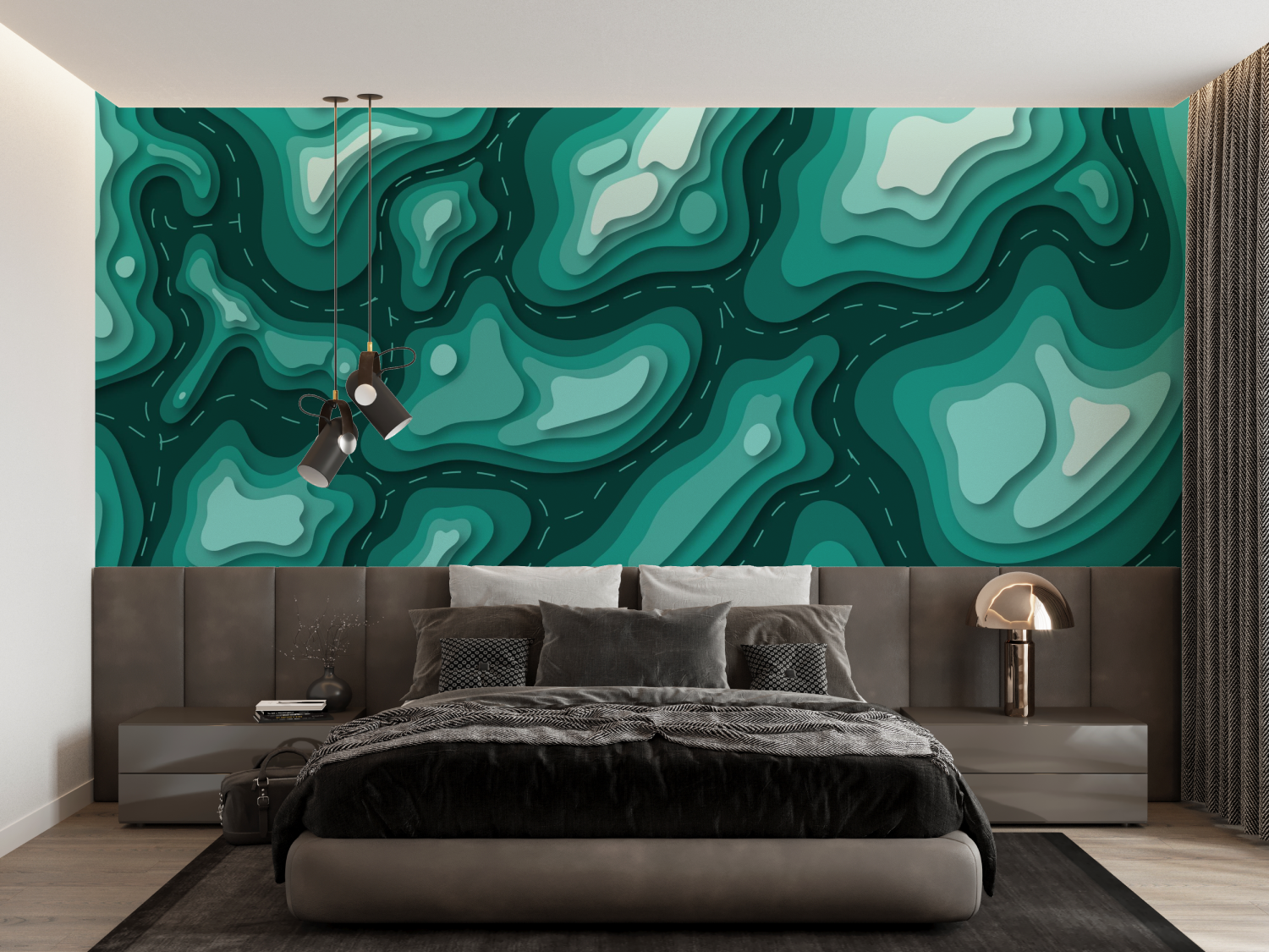 Abstract Teal Blue Wallpaper | Murals Wallpaper