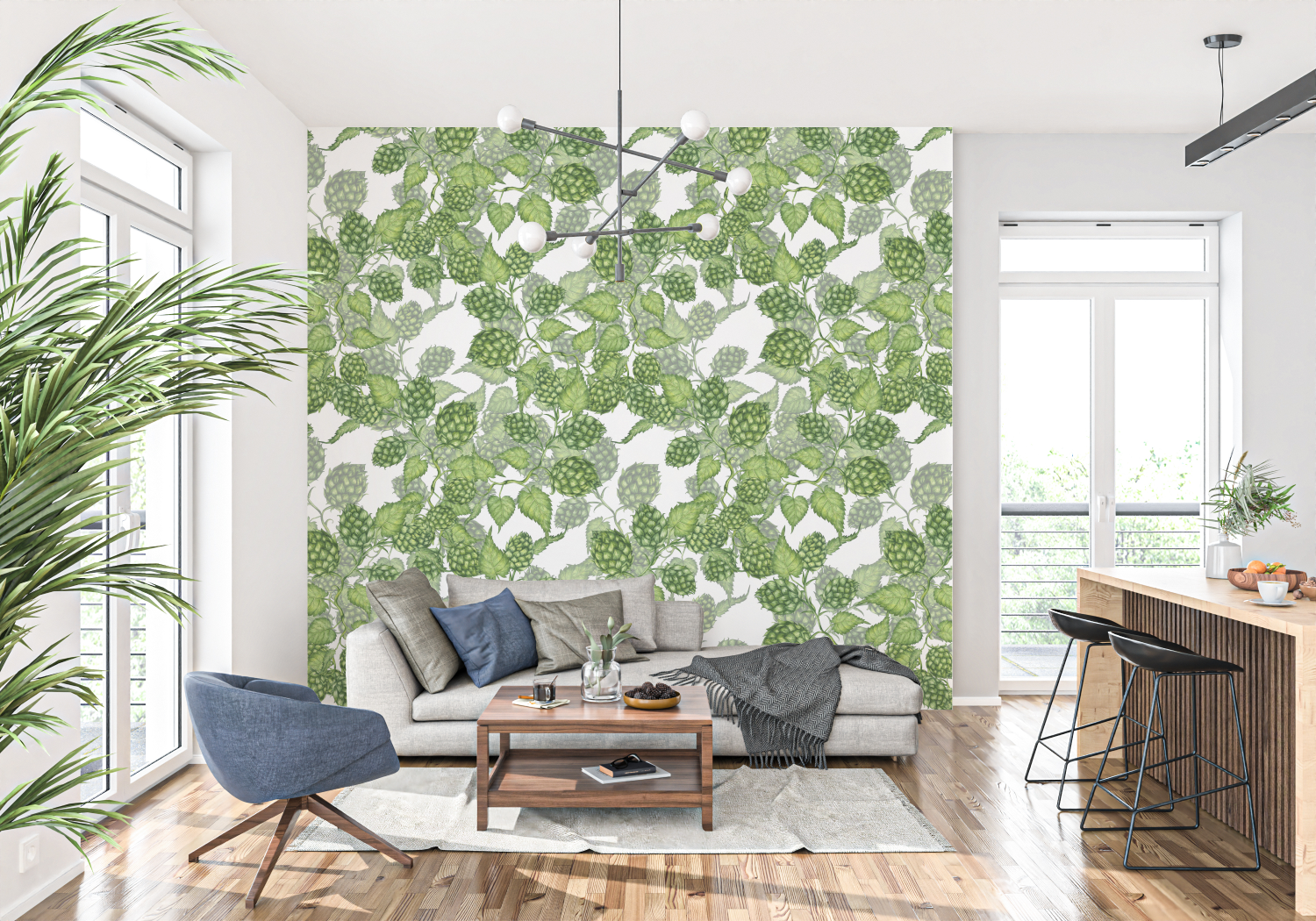 Flowered Green Wallpaper | Murals Wallpaper