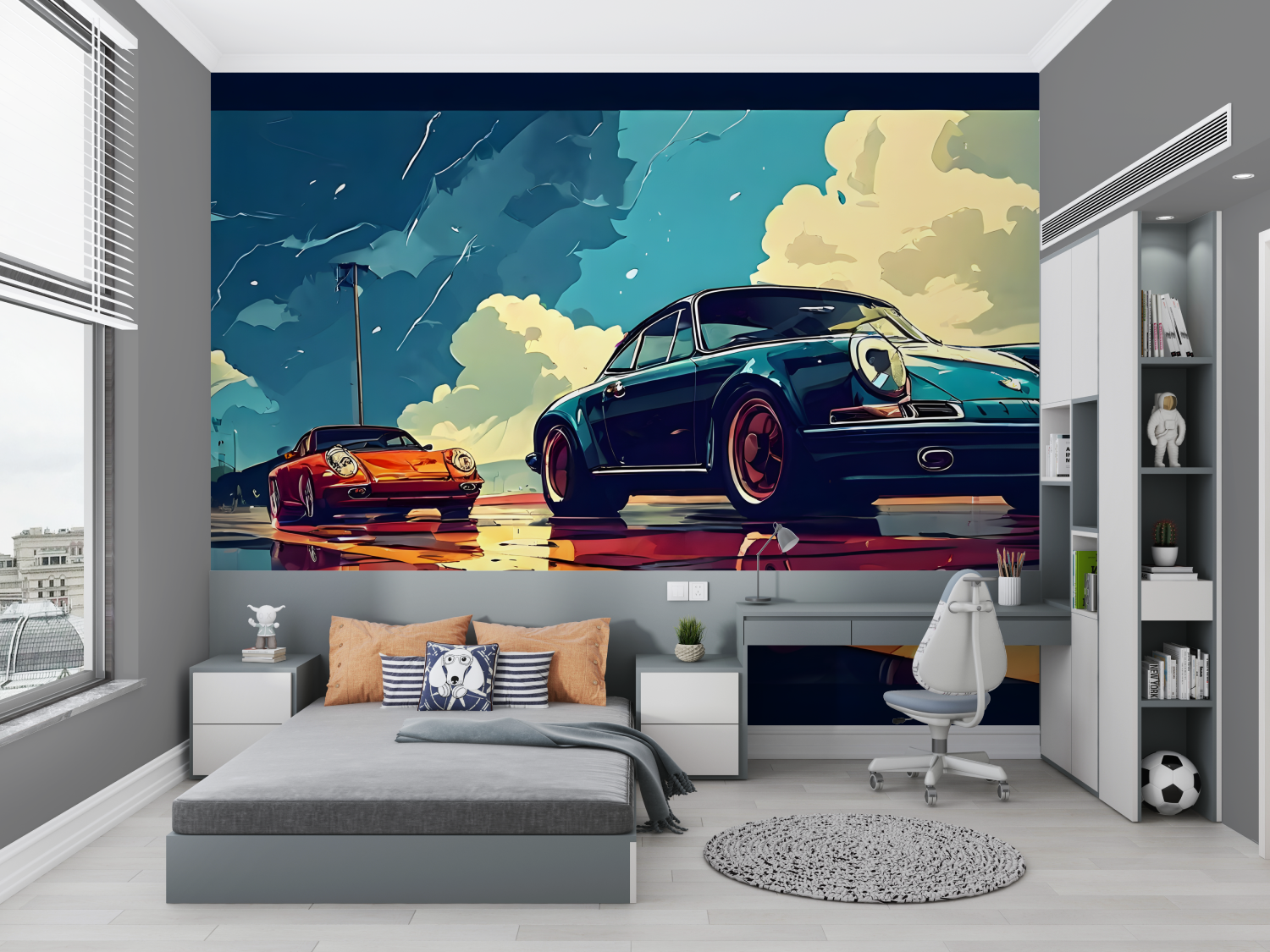 Papier peint pour chambre garco...vec voitures chambre petit