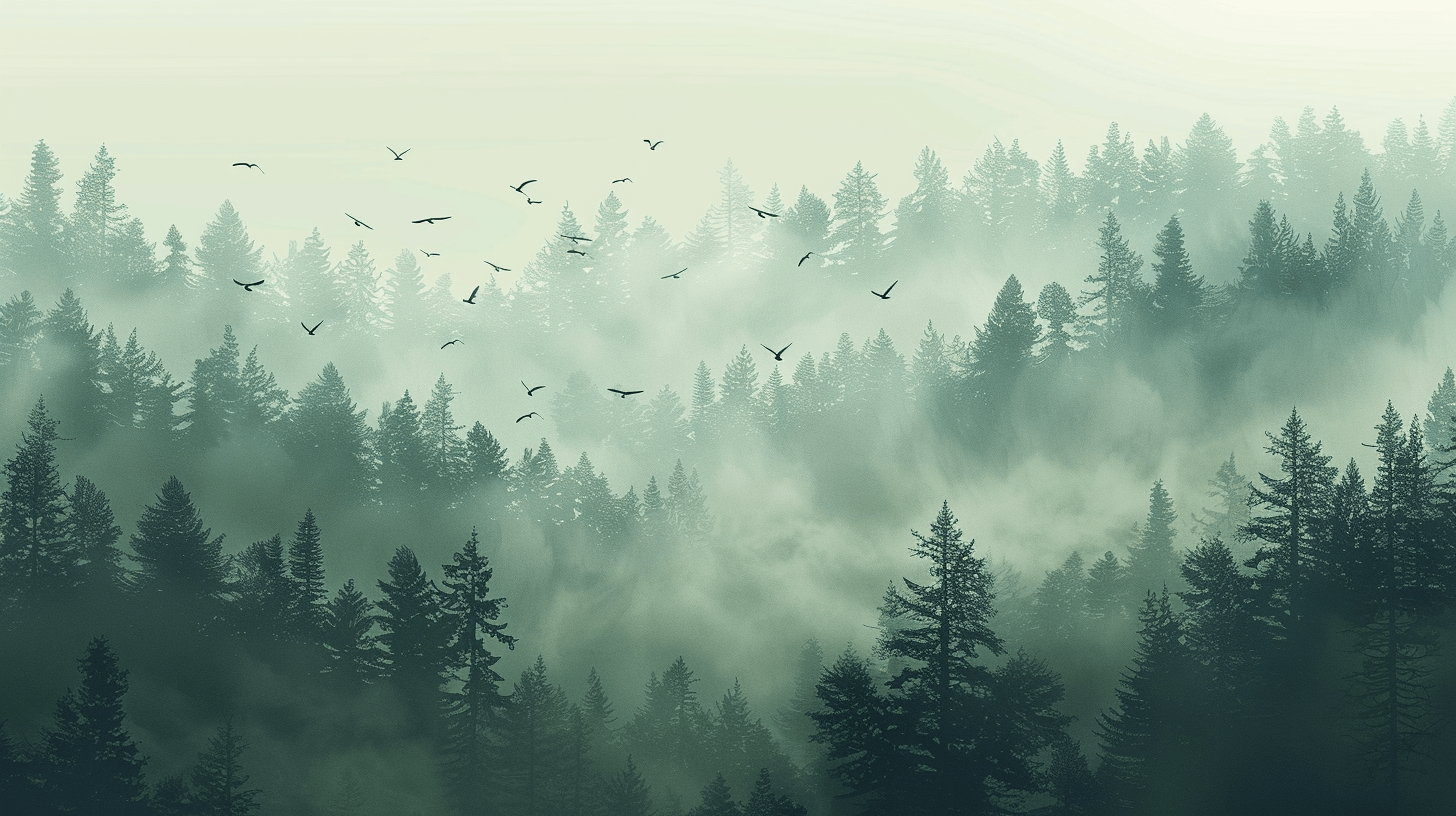 Papier Peint Brume Matinale Forêt