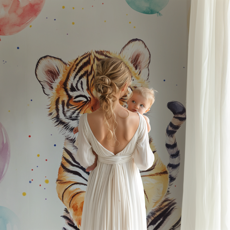 Tiger and Colorful Balloons Wallpaper | Murals Wallpaper