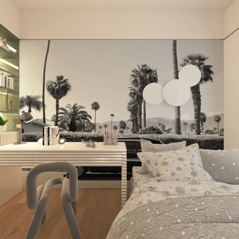 Schwarz-Weiß-Wallpaper mit Miami-Auto | Wandbilder