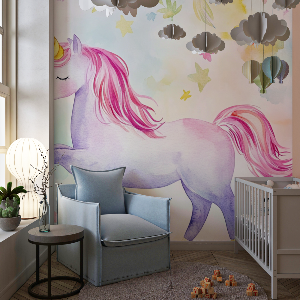 Fairy White Unicorn Wallpaper | Murals Wallpaper