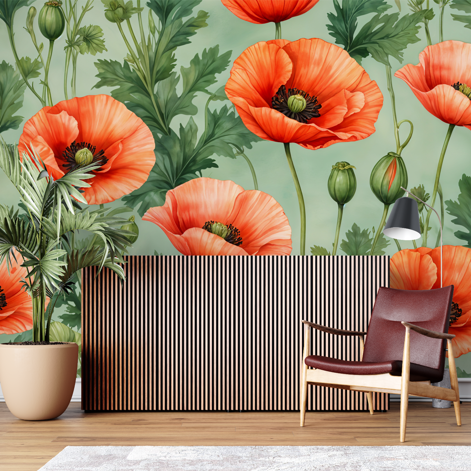 Vintage Red Floral Wallpaper | Murals Wallpaper