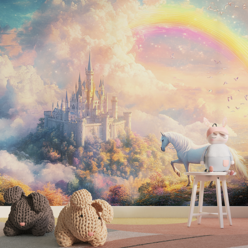 Unicorn Princess and Rainbow Wallpaper | Murals Wallpaper