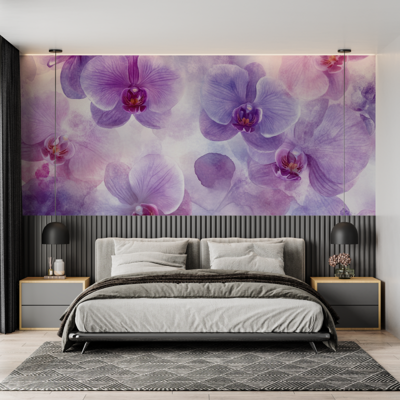 Papel de parede Aquarela Orquídeas Delicadas | Papel de parede Murals
