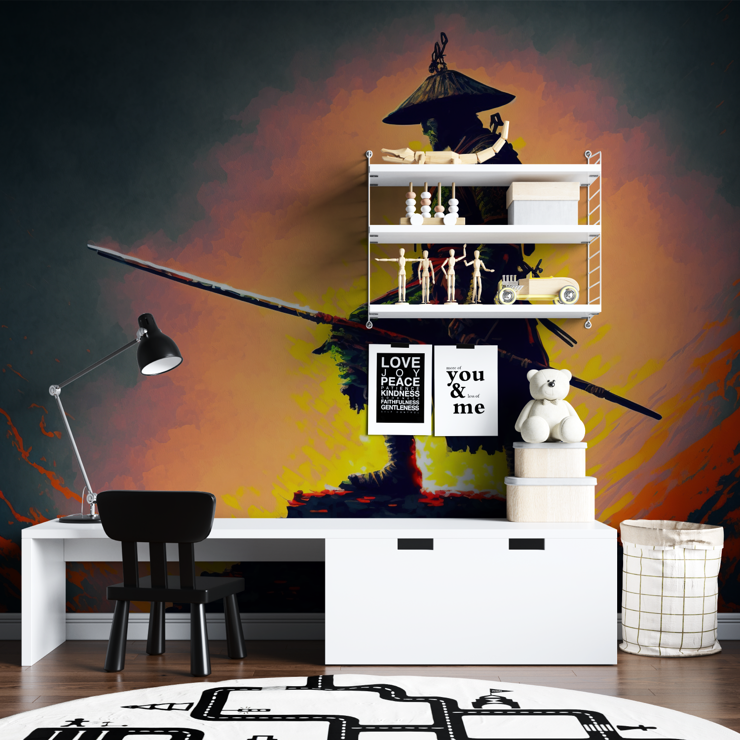 Samurai Orange Glow Wallpaper | Murals Wallpaper