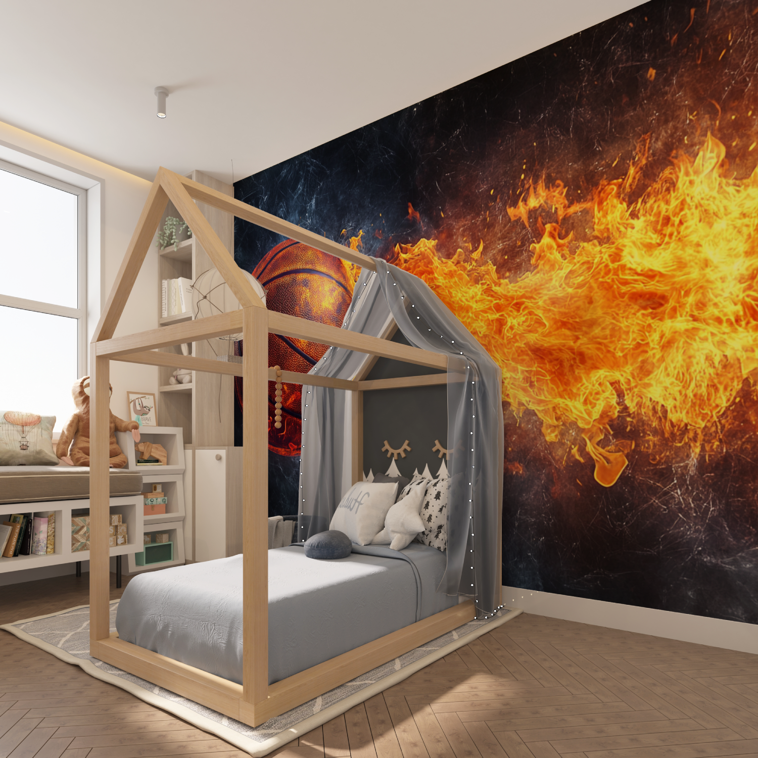 Balloon Flames Basketball Wallpaper | Murals Wallpaper
