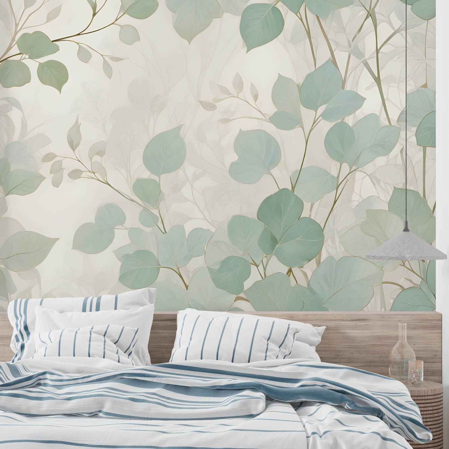 Aqua Green Wallpaper for Living Room | Murals Wallpaper