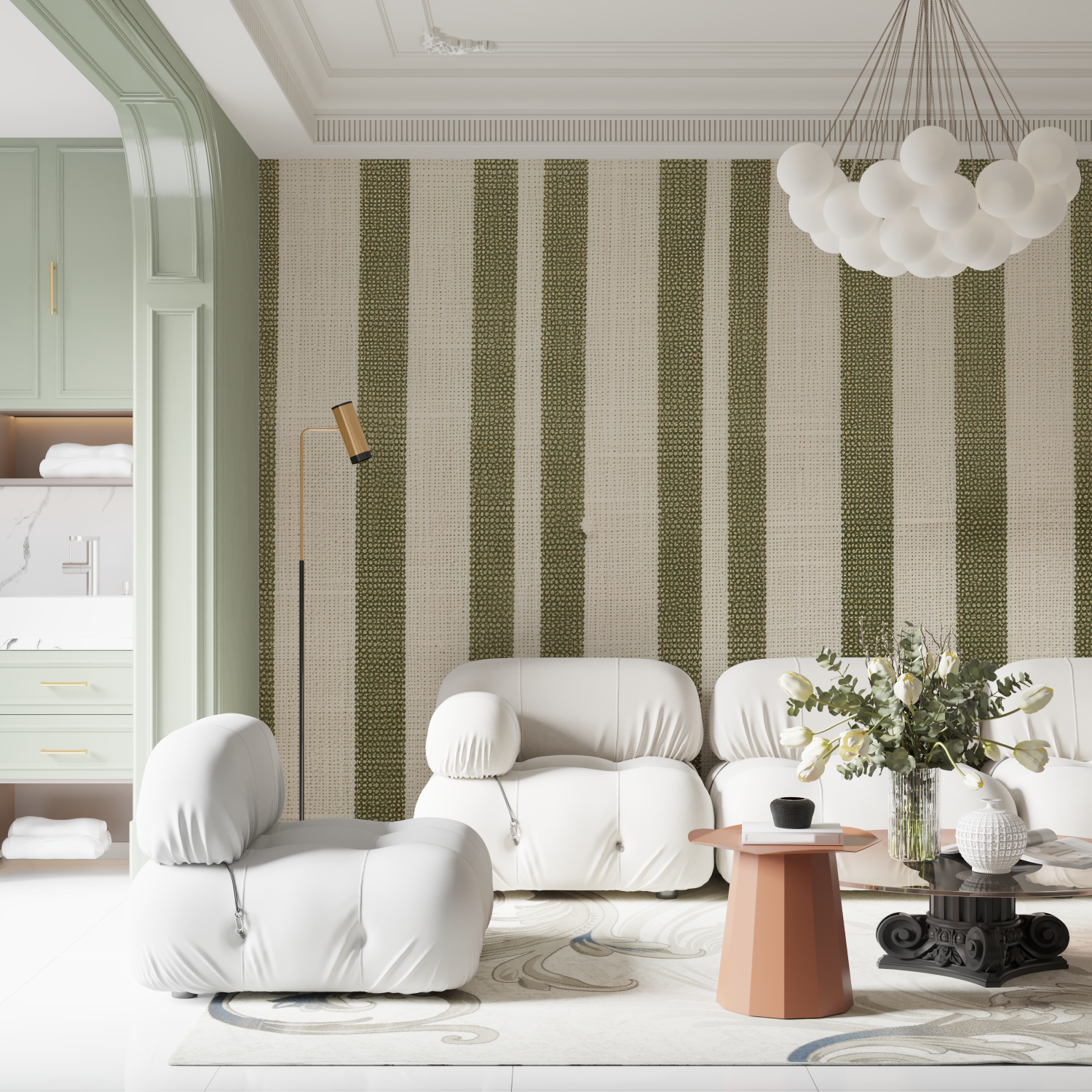 Green Striped Wallpaper | Murals Wallpaper