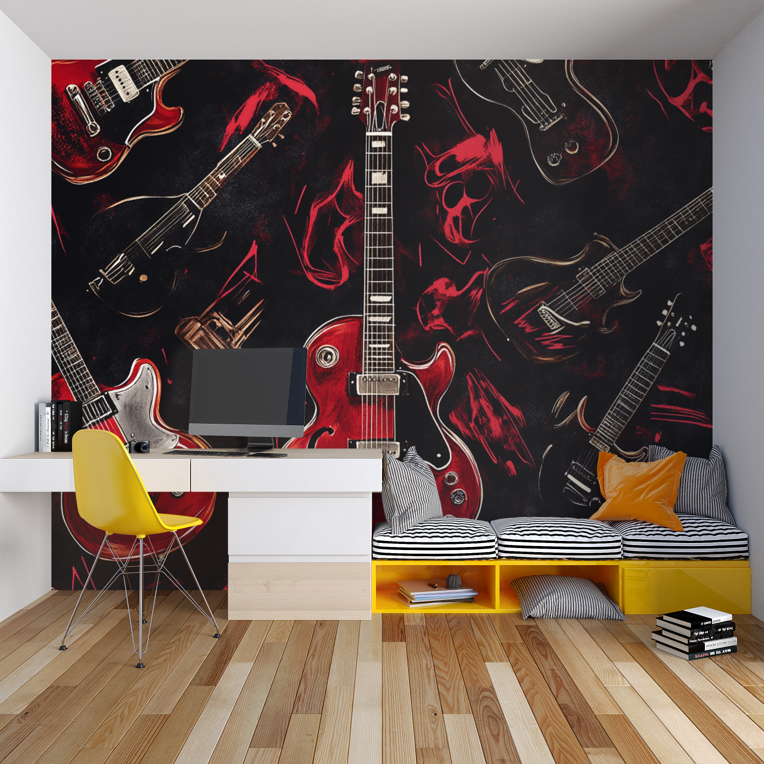 Red Guitar Wallpaper | Murals Wallpaper