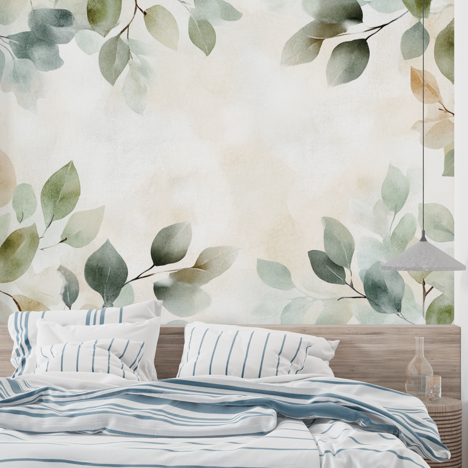 Watercolor Wallpaper with Branches and Wild Plants | Murals Wallpaper