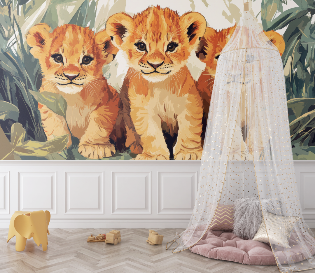 Soft Jungle Lions Wallpaper | Murals Wallpaper
