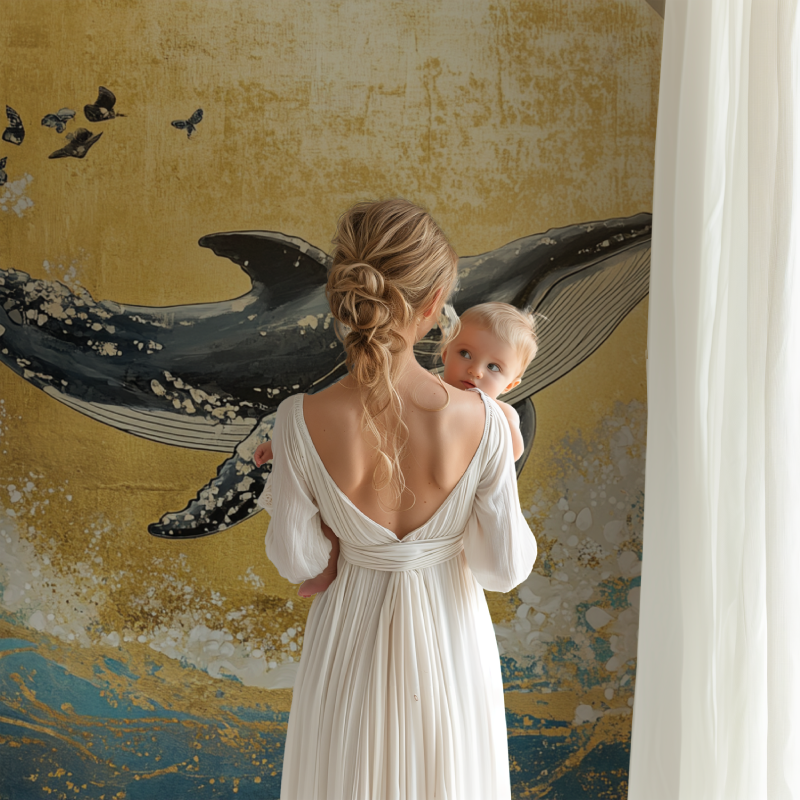Whale and Sun Wallpaper | Murals Wallpaper