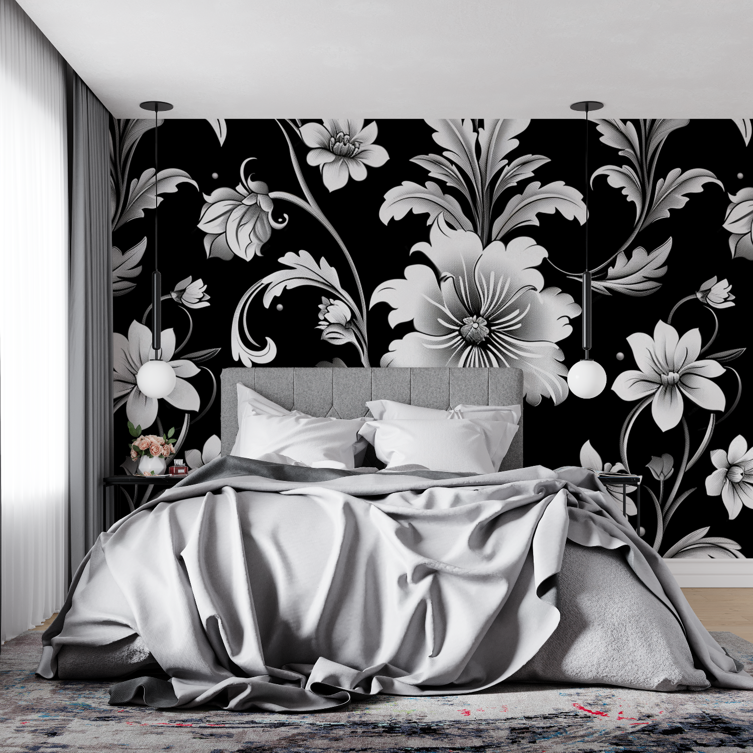 Black Flower Wallpaper | Murals Wallpaper