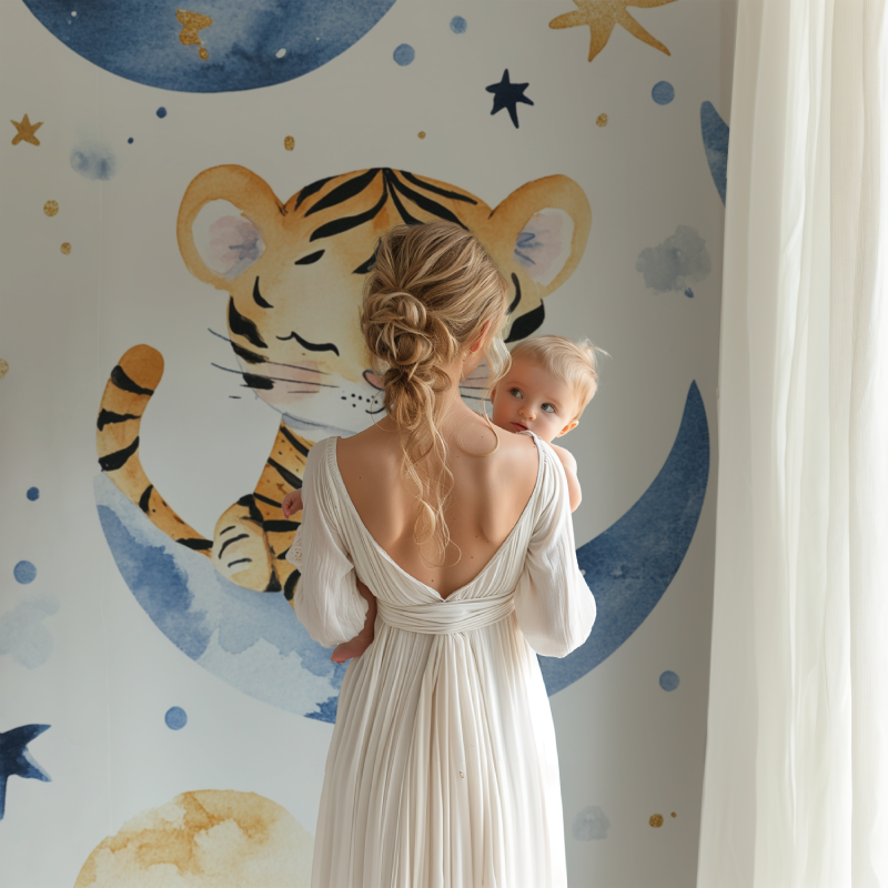 Tiger and Moon Wallpaper | Murals Wallpaper