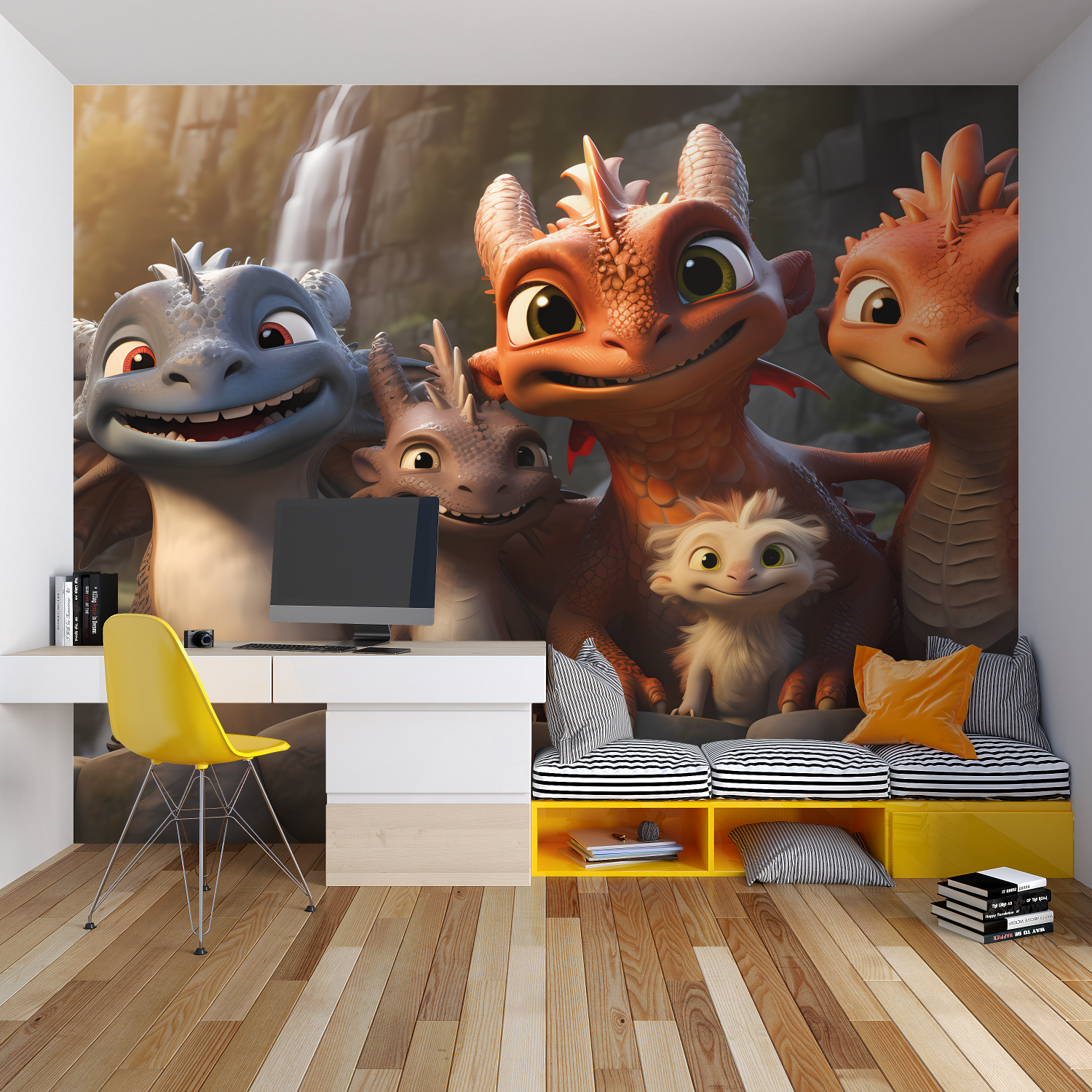 Niedliche Dinosaurier-Tapete | Wandbildtapete