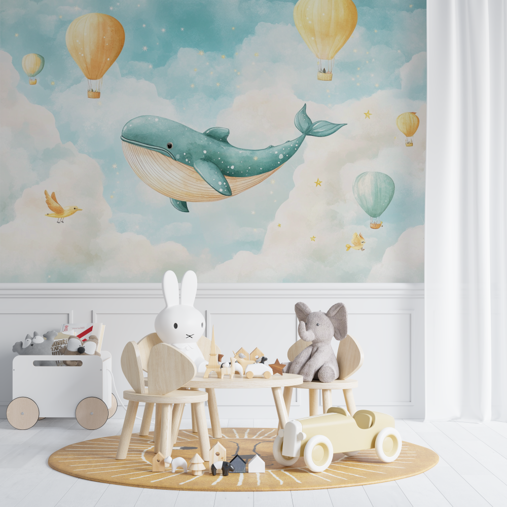 Classic Baby Wallpaper Sky and Whale | Murals Wallpaper