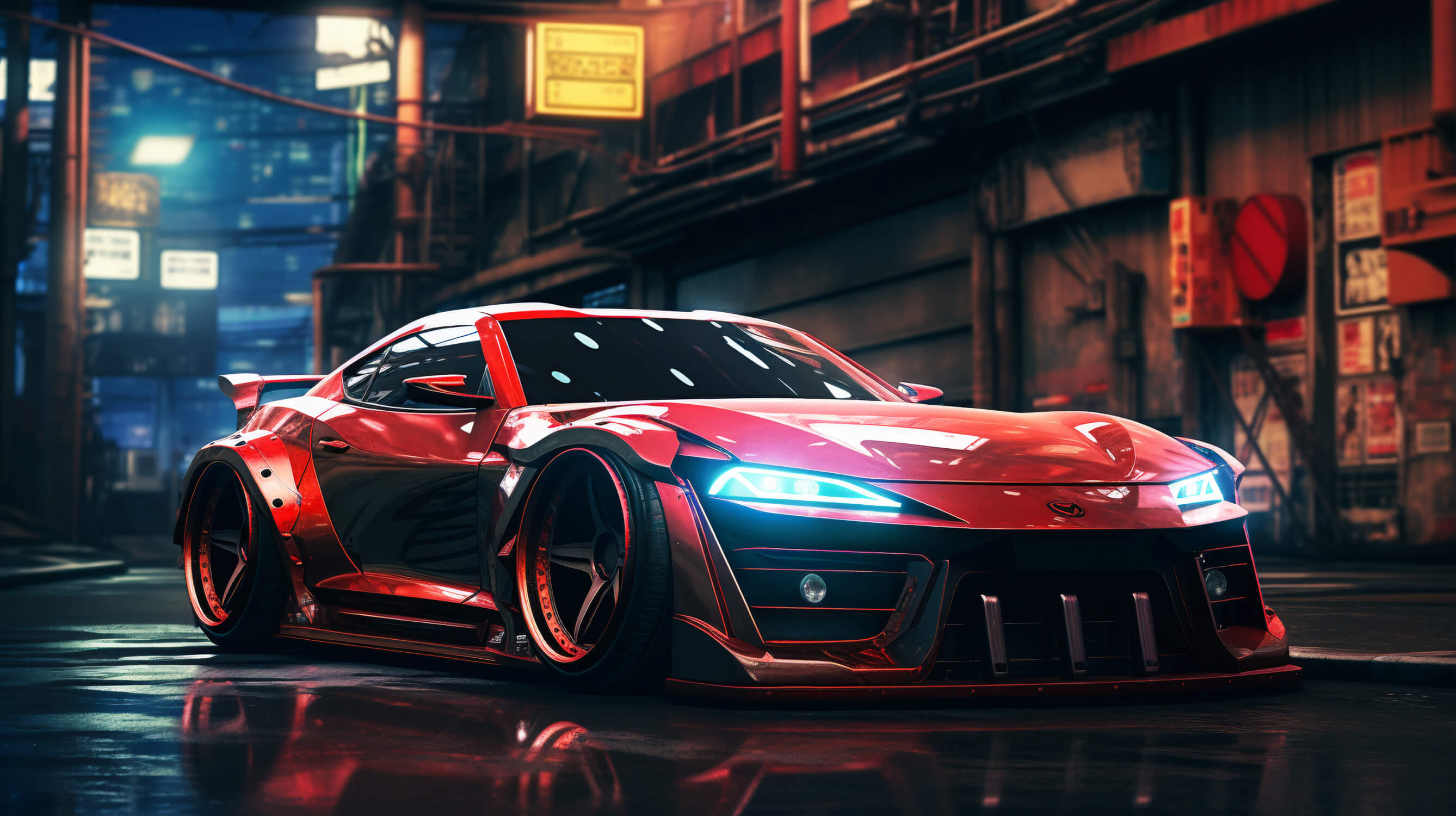 Night Tuning Car Wallpaper | Murals Wallpaper