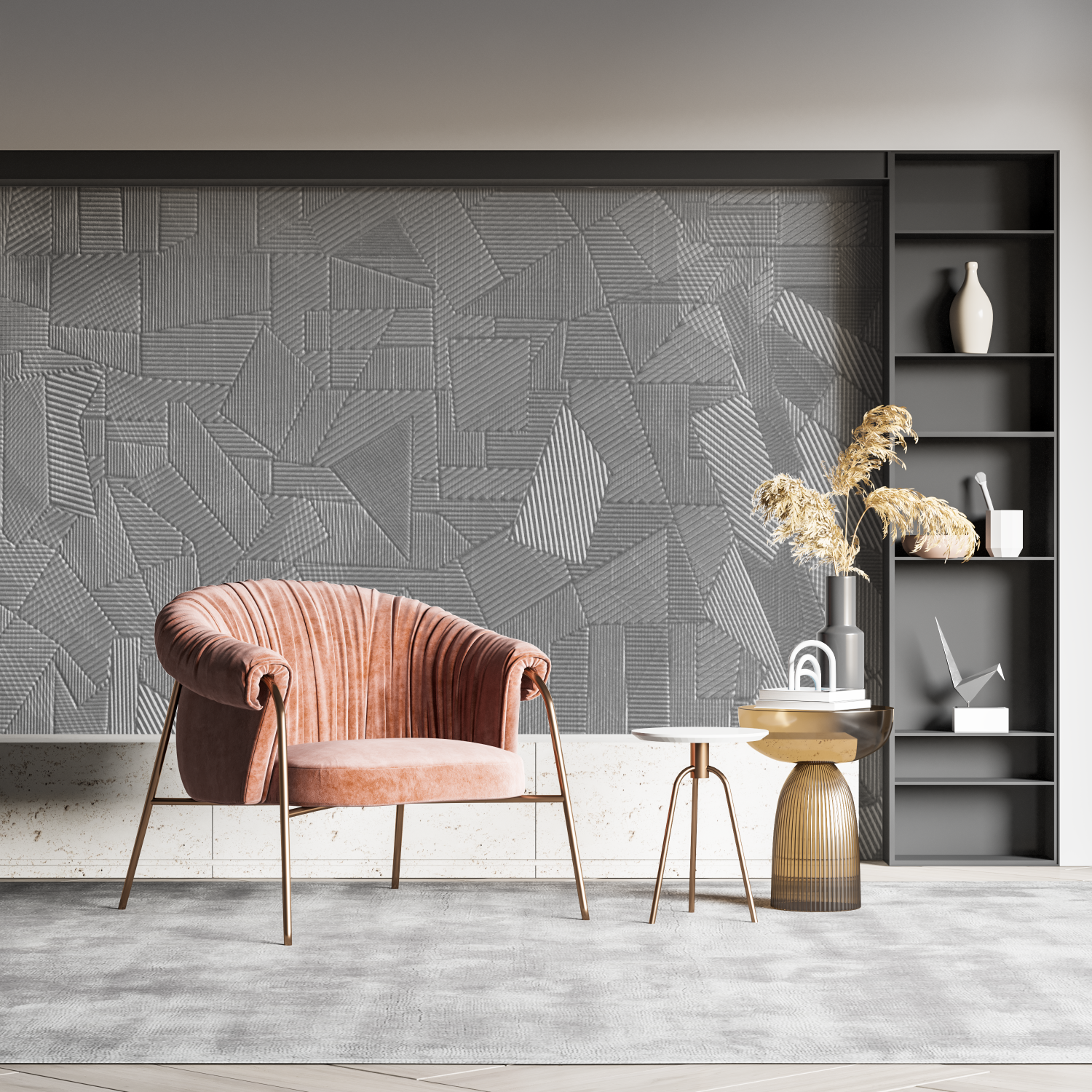 Zimmer mit grauer Tapete | Wandtapeten