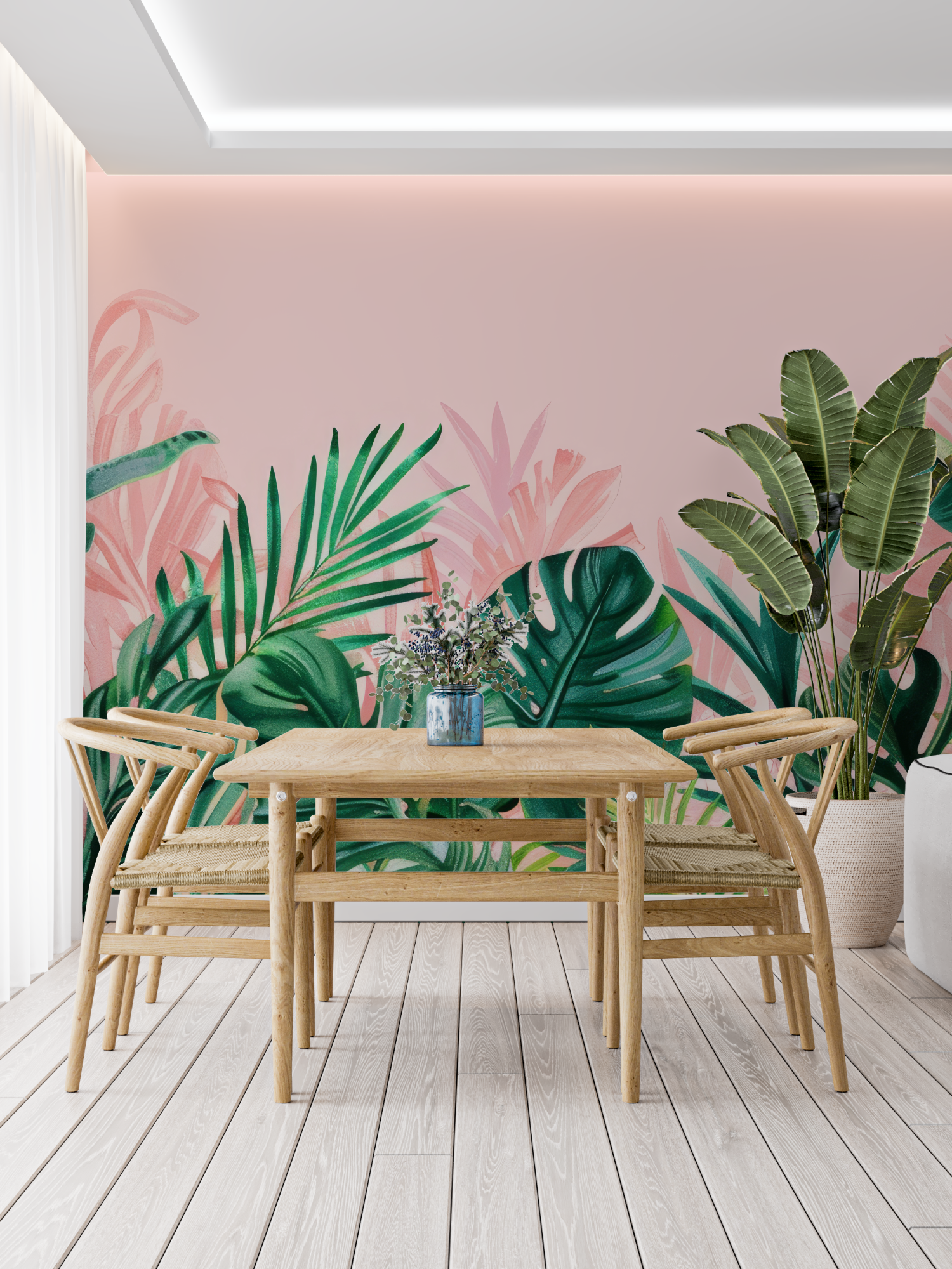 Rosa-grüne Tapete | Wandtapete