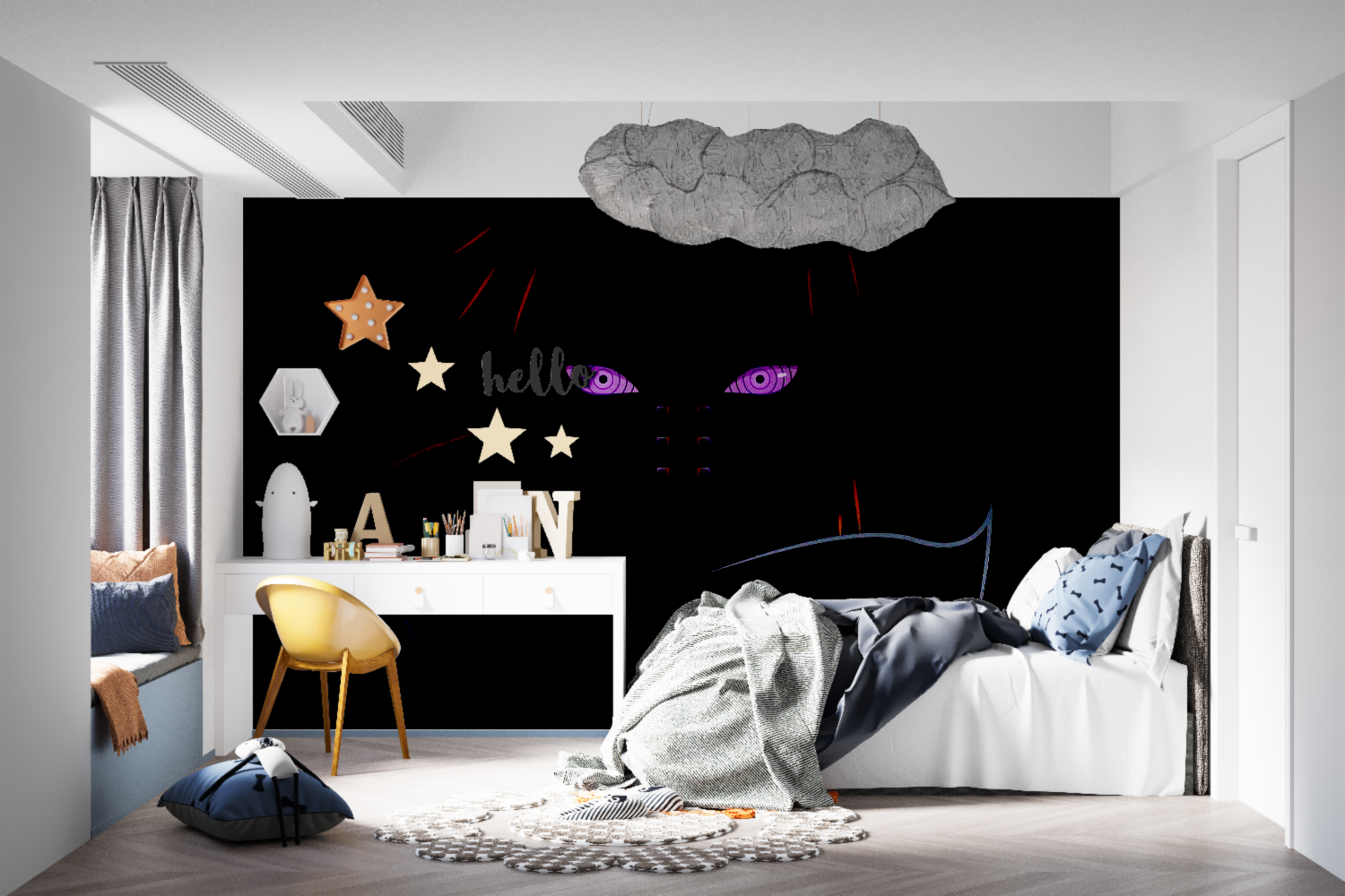 Naruto Neon Black Wallpaper | Murals Wallpaper