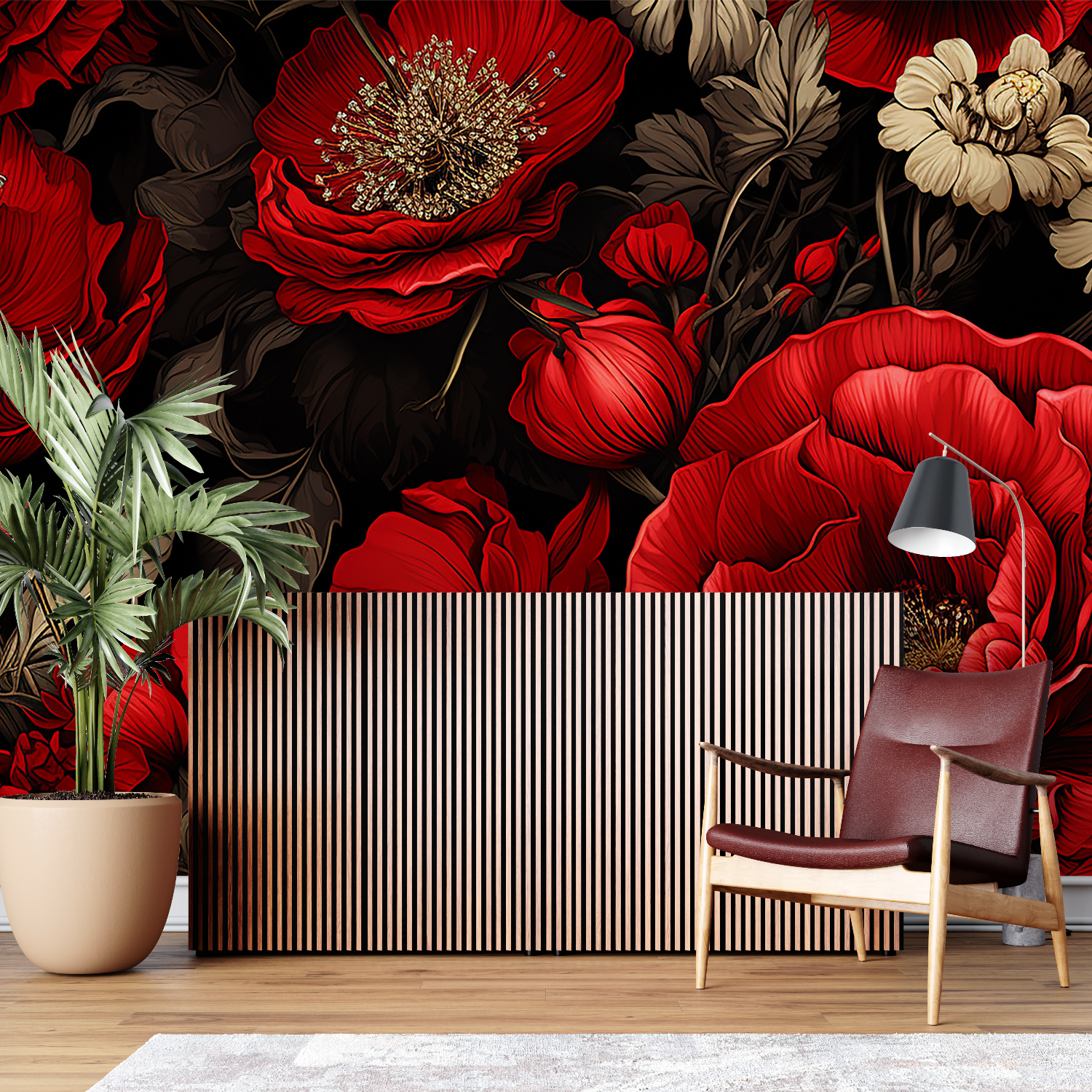 Large Red Pink Wallpaper | Murals Wallpaper