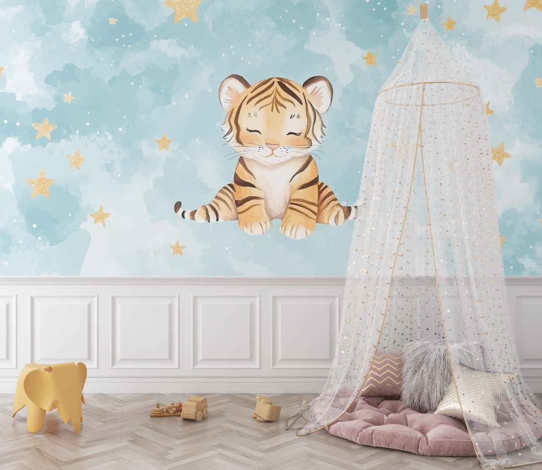Tiger and Starry Sky Wallpaper | Murals Wallpaper