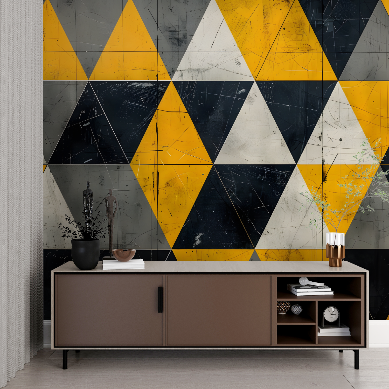 Yellow Gray Black Wallpaper | Murals Wallpaper